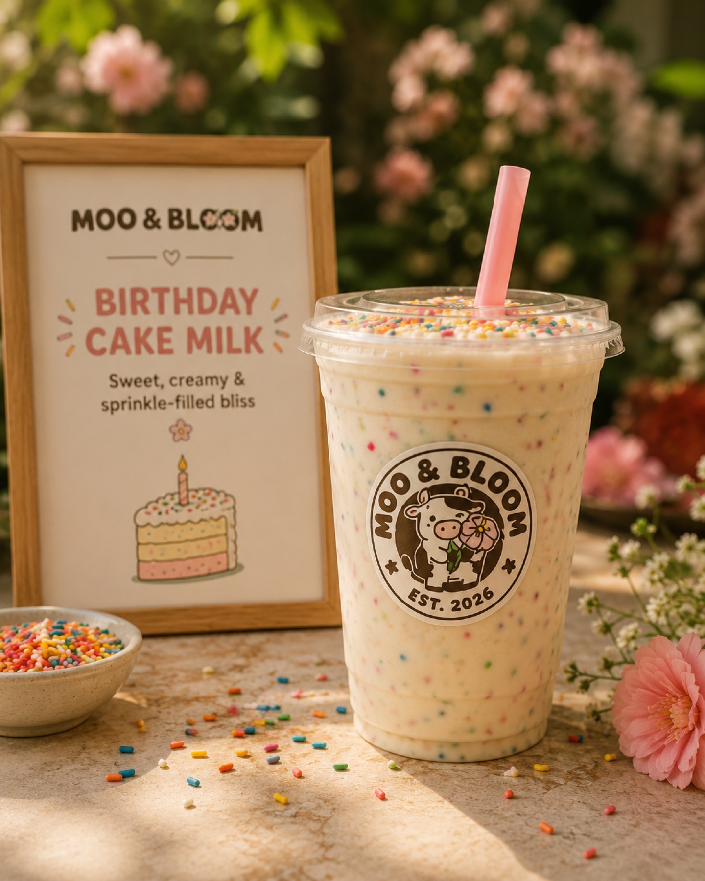 Birthday Cake Milk with sprinkles